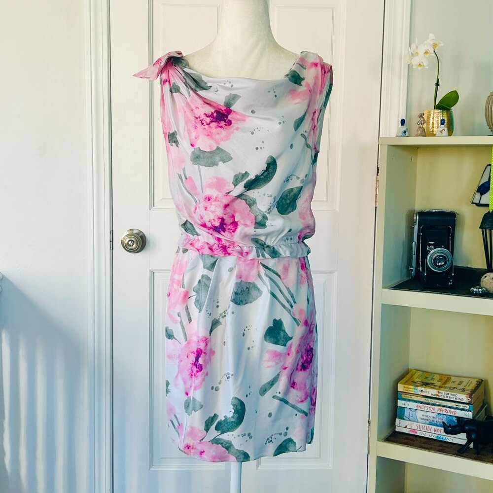 Cynthia Steffe sleeveless silk floral ruffle dress (size 4)